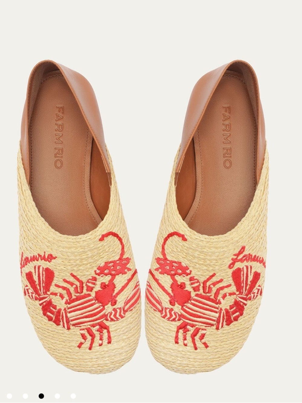 Nwt farm Rio lobster embroidered Raffia Flat Loafer $240 7 summer tropical coast